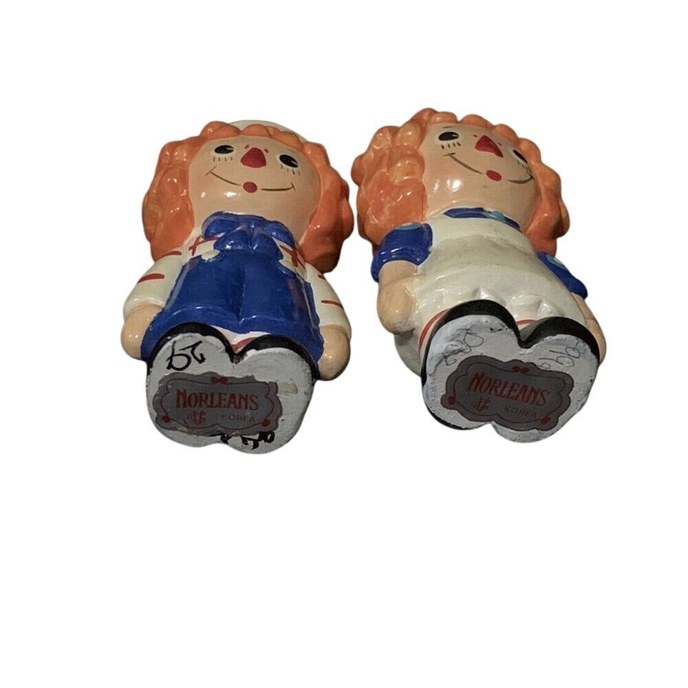 Vintage Norleans Japan Raggedy Ann & Andy Ceramic Figurines Blue Balloon Set 3 - Picture 4 of 6